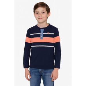 Excellent Condition English Laundry Boys Navy Peach Long Sleeve Shirt Size 12